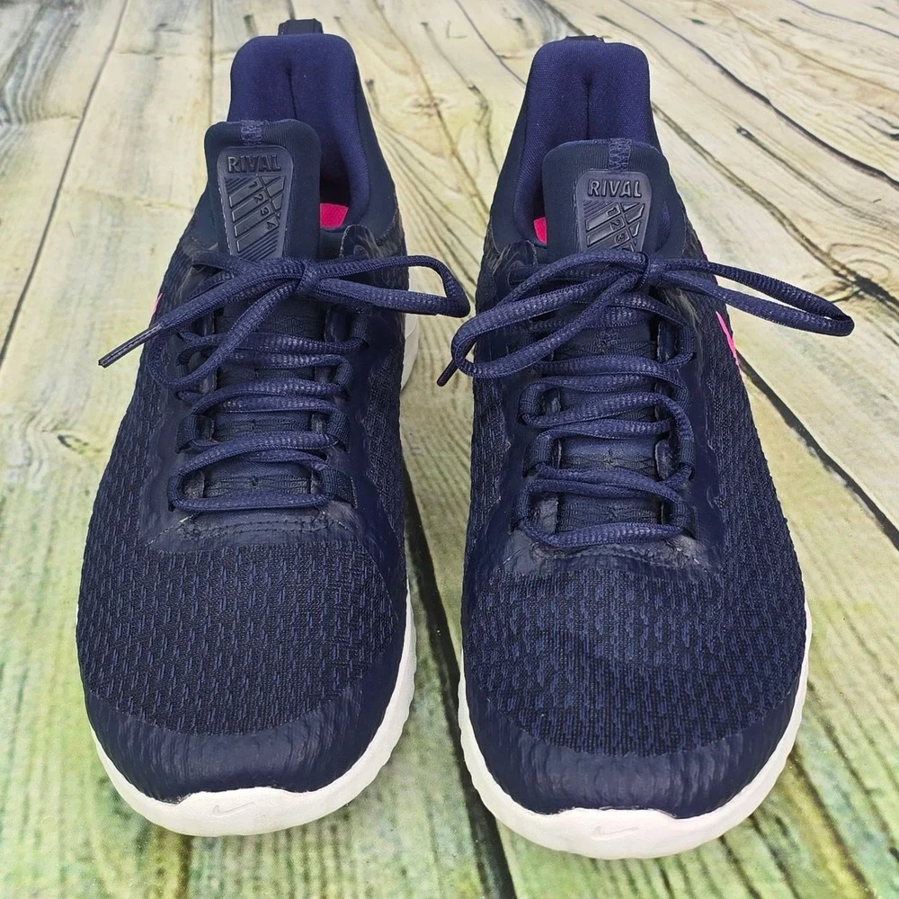 Nike Renew Rival Running Shoes Womens 10 Navy Blue Pink AA7411-401 Sneakers Gym